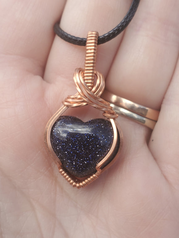 C0033 Wire-Wrapped Blue Goldstone