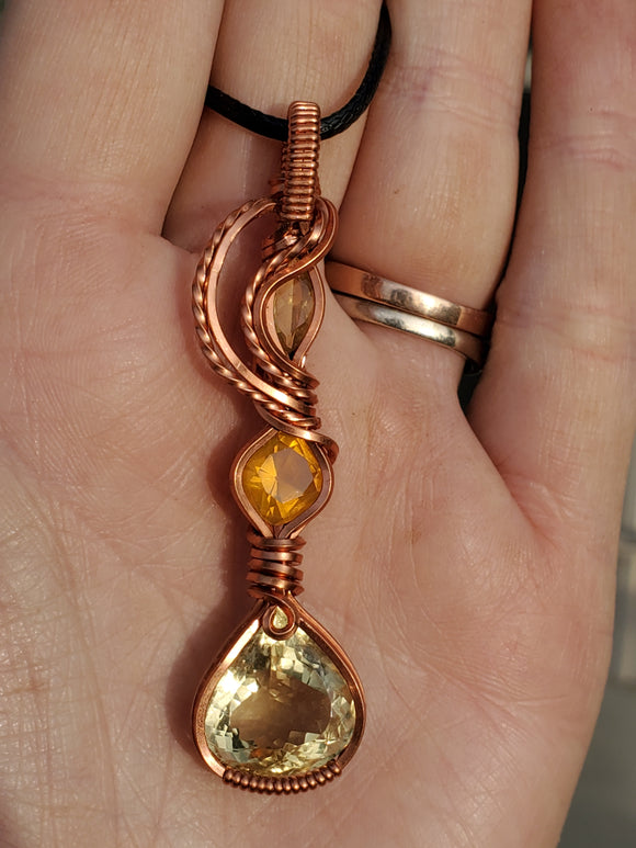 C0115 Wire-Wrapped Fire Opal and Citrine