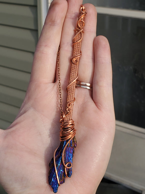 C0123 Wire-Wrapped Titanium-Coated Kyanite Witch's Broom