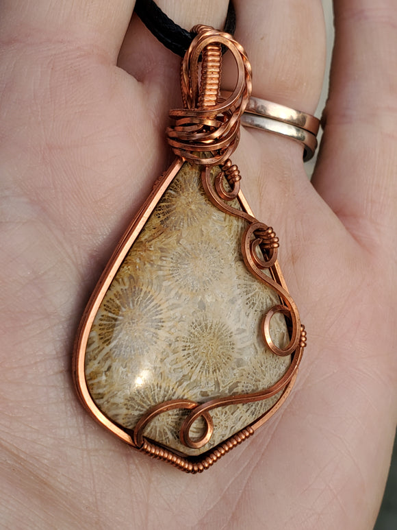 C0079 Wire-Wrapped Fossilized Coral