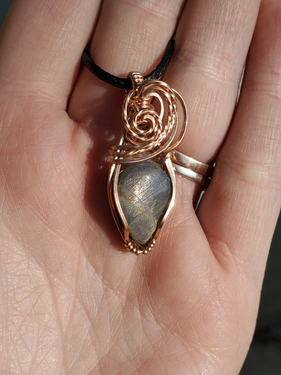 0096 Wire-Wrapped Grey Moonstone