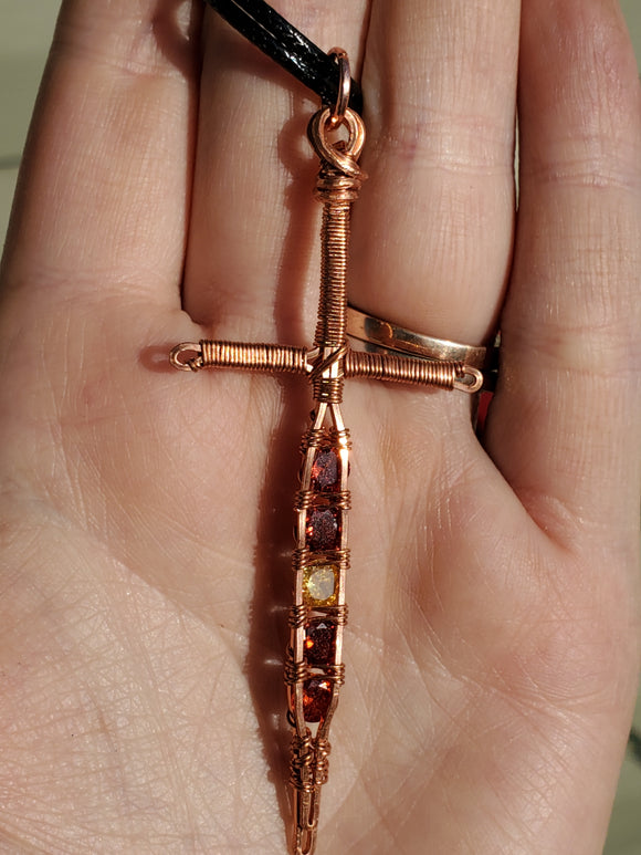 C0021 Wire-Wrapped Cubic Zirconia Sword